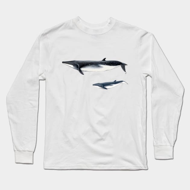 Bryde´s whale with baby whale Long Sleeve T-Shirt by chloeyzoard